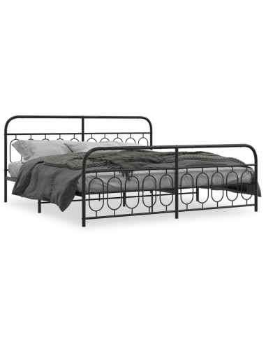 Giroletto con Testiera e Pediera Metallo Nero 200x200 cm