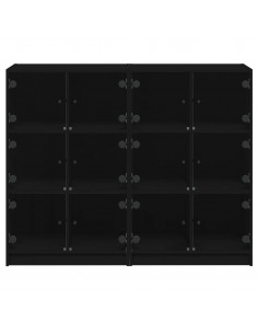 Libreria con Ante Nera 136x37x109 cm in Legno Multistrato 2