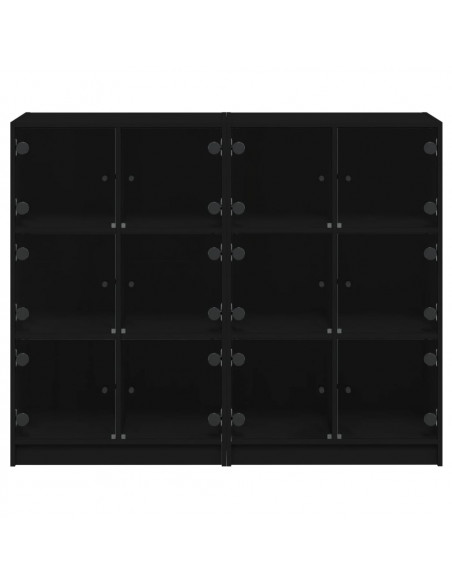 Libreria con Ante Nera 136x37x109 cm in Legno Multistrato