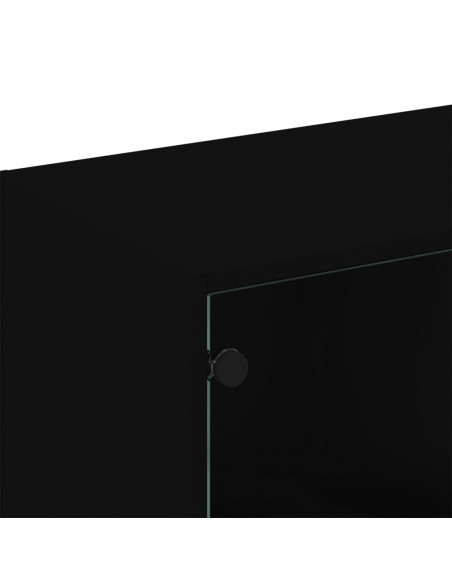 Libreria con Ante Nera 136x37x109 cm in Legno Multistrato