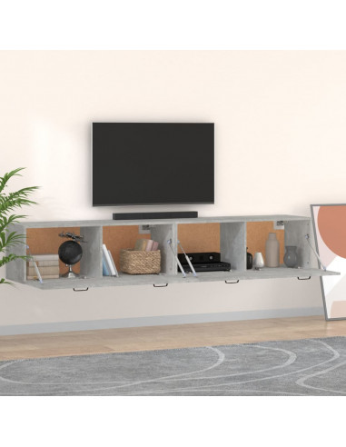 Mobili Parete 2 pz Grigio Cemento 100x36,5x35 cm in Multistrato