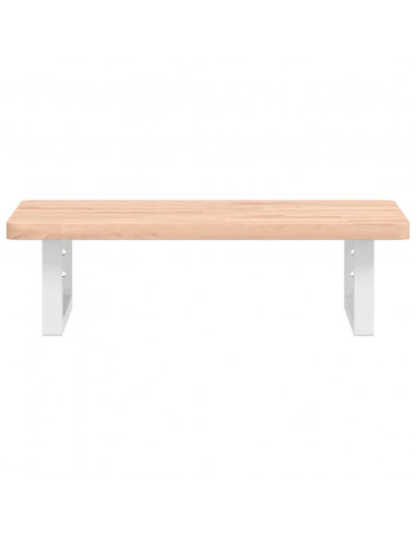 Ripiano a Parete per Lavabo in Acciaio e Massello di Faggio