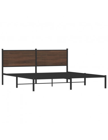 Giroletto con Testiera in Metallo Rovere Marrone 180x200 cm