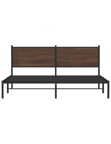 Giroletto con Testiera in Metallo Rovere Marrone 180x200 cm