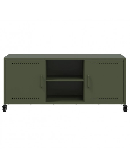 Mobile TV Verde Oliva 100,5x39x43,5cm Acciaio Laminato a Freddo