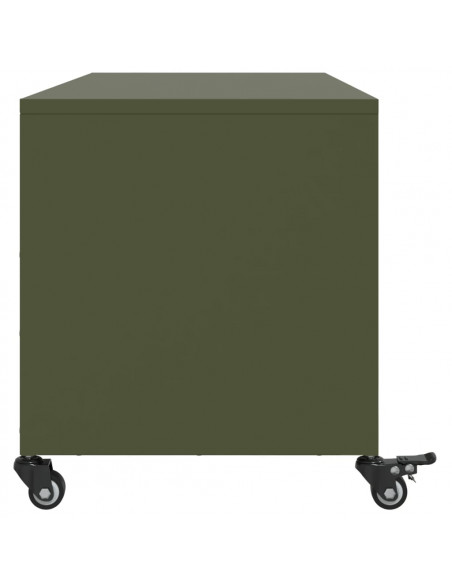 Mobile TV Verde Oliva 100,5x39x43,5cm Acciaio Laminato a Freddo