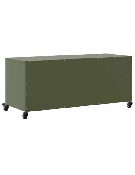 Mobile TV Verde Oliva 100,5x39x43,5cm Acciaio Laminato a Freddo