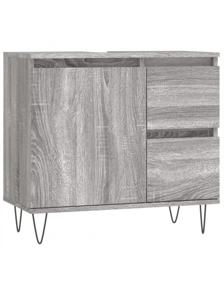 Set Mobili da Bagno 3 pz Grigio Sonoma in Legno Multistrato