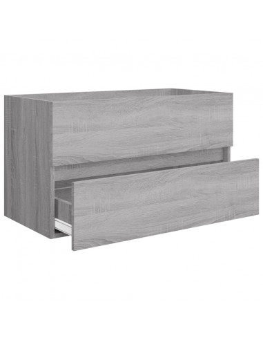 Set Mobili da Bagno 2 pz Grigio Sonoma in Legno Multistrato