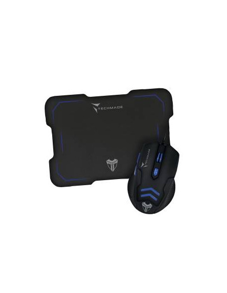 Techmade Kit Mouse USB + Tappetino Gaming Blu