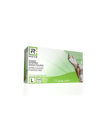 RMove 1Conf. da 100pz Tg.L - Guanti Nitrile Bianco Uso Medico Senza Polvere