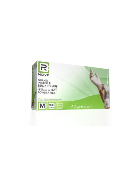 RMove 1Conf. da 100pz Tg.M - Guanti Nitrile Bianco Uso Medico Senza Polvere