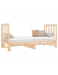 Dormeuse Estraibile 2x(90x190) cm Legno Massello di Pino 2