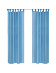 Tende Trasparenti 2 pz Turchese 140 x 225 cm