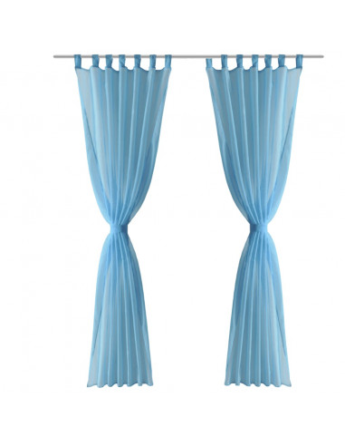 Tende Trasparenti 2 pz Turchese 140 x 225 cm