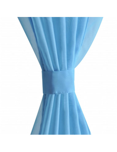 Tende Trasparenti 2 pz Turchese 140 x 225 cm
