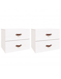 Comodini a Muro 2 pz Bianchi 50x36x40 cm 2