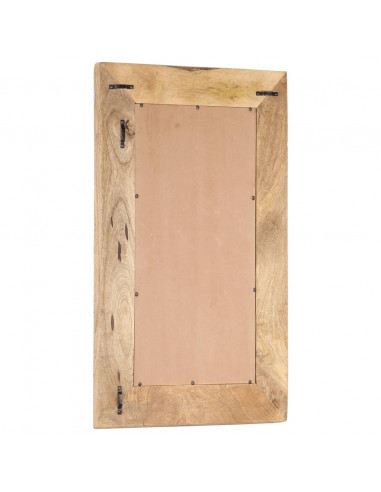 Specchio Intagliato a Mano Bianco 80x50x2,5cm in Legno di Mango