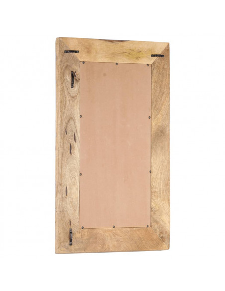 Specchio Intagliato a Mano Bianco 80x50x2,5cm in Legno di Mango