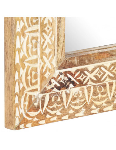 Specchio Intagliato a Mano 80x50x2,6 cm in Massello di Mango