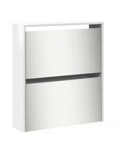 Scarpiera con Specchio a 5 Livelli Bianco Lucido 63x17x169,5 cm