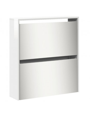 Scarpiera con Specchio a 5 Livelli Bianco Lucido 63x17x169,5 cm