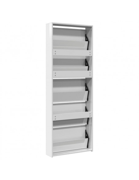 Scarpiera con Specchio a 5 Livelli Bianco Lucido 63x17x169,5 cm