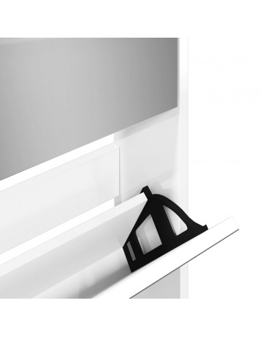 Scarpiera con Specchio a 5 Livelli Bianco Lucido 63x17x169,5 cm
