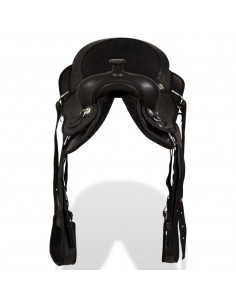 Sella Western Testiera e Pettorale in Vera Pelle 12" Nero