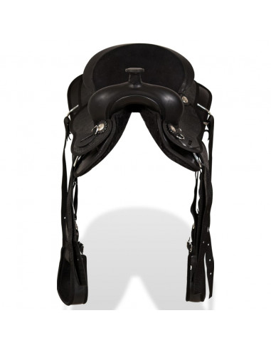 Sella Western Testiera e Pettorale in Vera Pelle 12" Nero