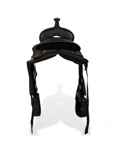 Sella Western Testiera e Pettorale in Vera Pelle 12" Nero 2