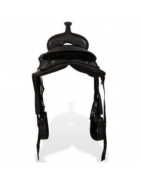 Sella Western Testiera e Pettorale in Vera Pelle 12" Nero