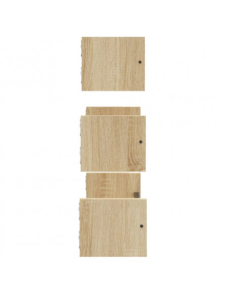 Set Mensole Parete con Aste 3pz Rovere Sonoma Legno Multistrato
