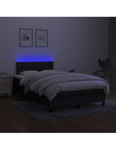 Letto a Molle con Materasso e LED Nero 120x190 cm in Tessuto