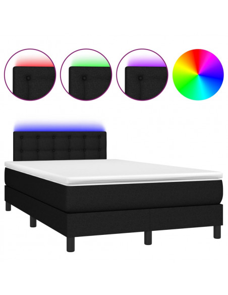 Letto a Molle con Materasso e LED Nero 120x190 cm in Tessuto