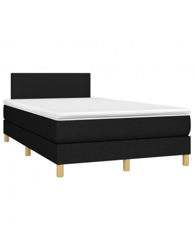 Letto a Molle con Materasso e LED Nero 120x190 cm in Tessuto