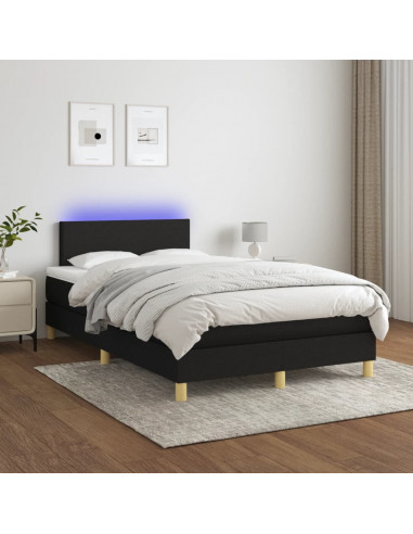Letto a Molle con Materasso e LED Nero 120x190 cm in Tessuto