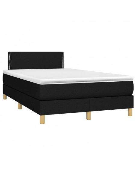 Letto a Molle con Materasso e LED Nero 120x190 cm in Tessuto