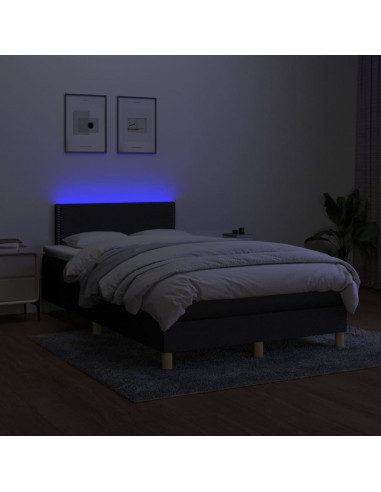 Letto a Molle con Materasso e LED Nero 120x190 cm in Tessuto