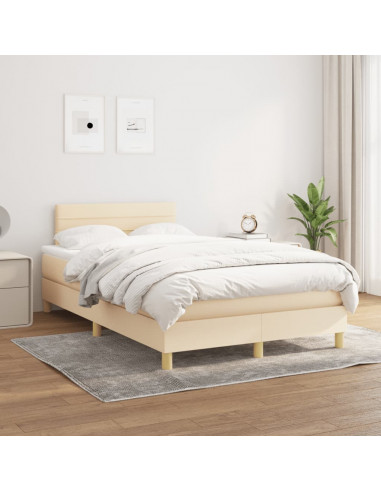 Giroletto a Molle con Materasso Crema 120x190 cm in Tessuto