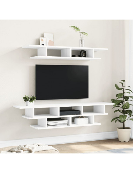 Mobili TV a Muro Bianchi in Legno Multistrato