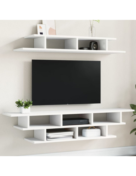 Mobili TV a Muro Bianchi in Legno Multistrato