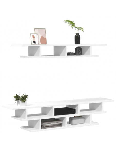 Mobili TV a Muro Bianchi in Legno Multistrato
