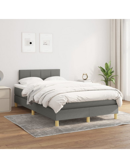 Giroletto a Molle con Materasso Grigio Scuro 120x190cm Tessuto