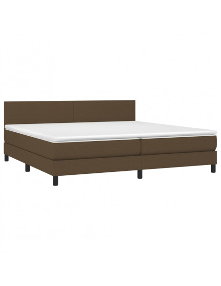 Letto a Molle Materasso e LED Marronescuro 200x200cm in Tessuto