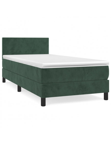 Giroletto a Molle con Materasso Verde Scuro 100x200 cm Velluto