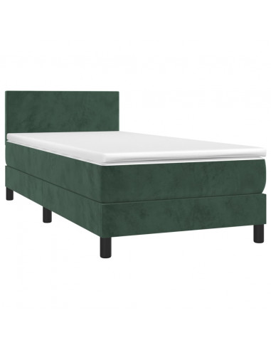 Giroletto a Molle con Materasso Verde Scuro 100x200 cm Velluto