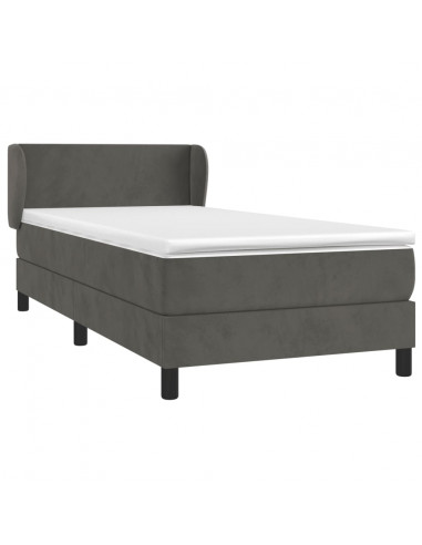 Giroletto a Molle con Materasso Grigio Scuro 100x200 cm Velluto