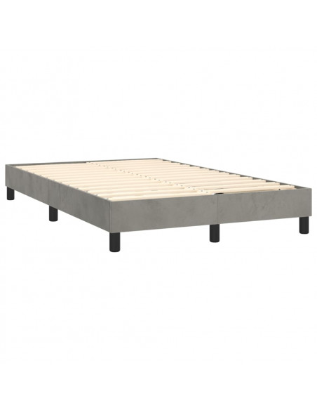 Letto a Molle Materasso e LED Grigio Chiaro 120x200 cm Velluto