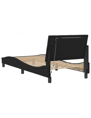 Giroletto con Luci LED Nero 90x200 cm in Velluto